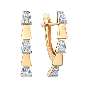 Серьги из красного золота с фианитами