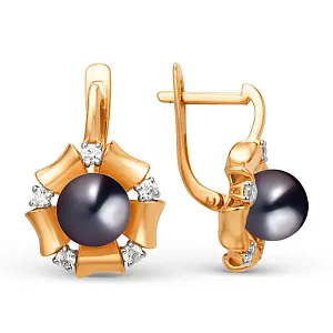 Серьги из красного золота с фианитами