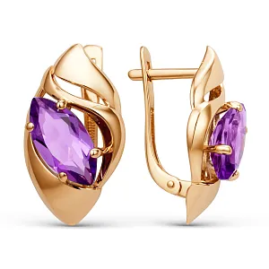 Серьги из красного золота с аметистами
