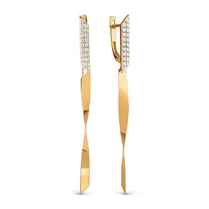 Серьги из красного золота с фианитами