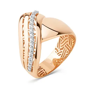 Кольцо из красного золота с фианитами