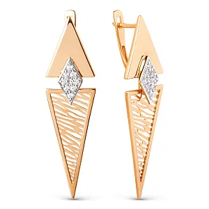 Серьги из красного золота с фианитами