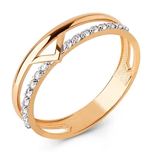 Кольцо из красного золота с фианитами