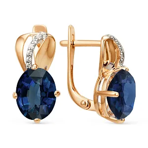 Серьги из красного золота с корундами