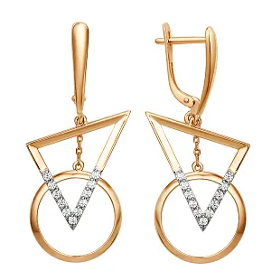 Серьги из красного золота с фианитами