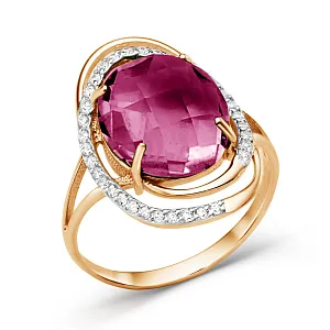 Кольцо из красного золота с корундом