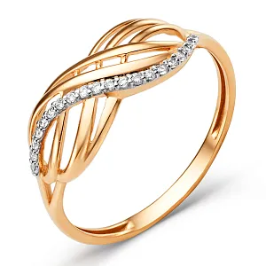 Кольцо из красного золота с фианитами