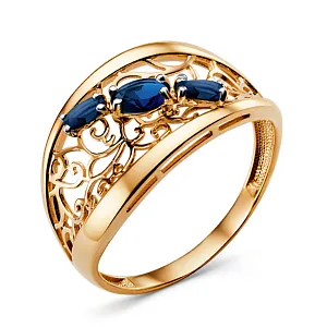 Кольцо из красного золота с корундами