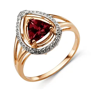 Кольцо из красного золота с гранатом