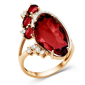 Кольцо из красного золота с гранатами