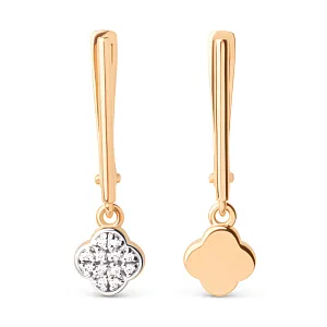 Серьги из красного золота с фианитами