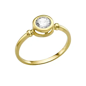 Кольцо из желтого золота с фианитом