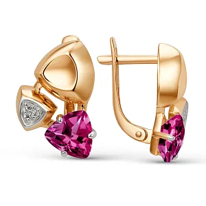 Серьги из красного золота с корундами