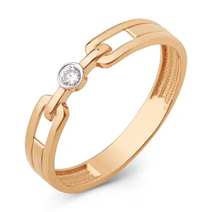 Кольцо из красного золота с фианитом