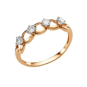 Кольцо из красного золота с фианитами