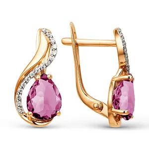 Серьги из красного золота с корундами
