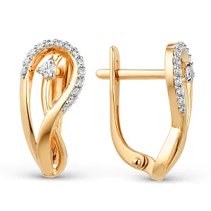 Серьги из красного золота с фианитами