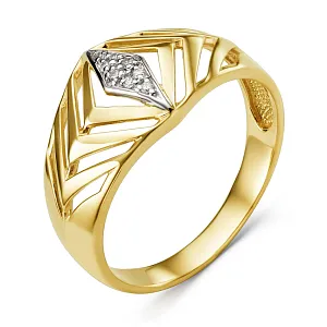 Кольцо из желтого золота с фианитами