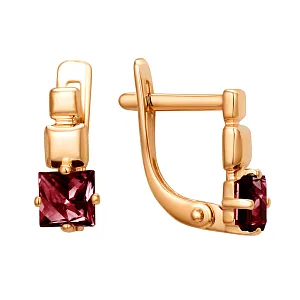 Серьги из красного золота с гранатами