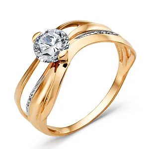 Кольцо из красного золота с фианитами