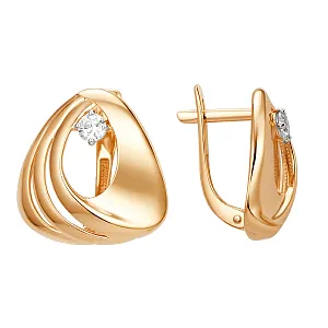 Серьги из красного золота с фианитами