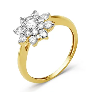 Кольцо из желтого золота с фианитами