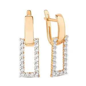 Серьги из красного золота с фианитами