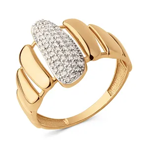 Кольцо из красного золота с фианитами