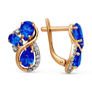 Серьги из красного золота с корундами