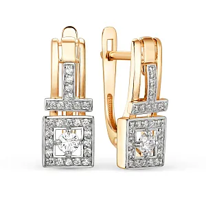 Серьги из красного золота с фианитами