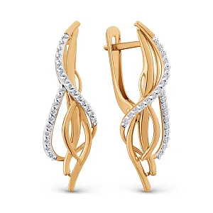 Серьги из красного золота с фианитами