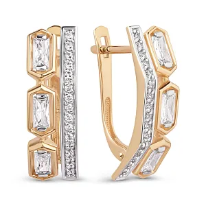 Серьги из красного золота с фианитами