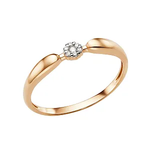 Кольцо из красного золота с фианитами