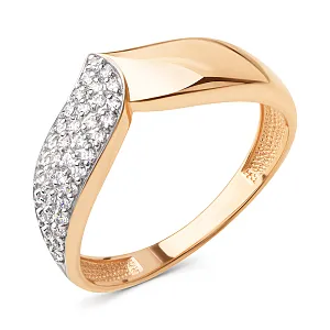 Кольцо из красного золота с фианитами