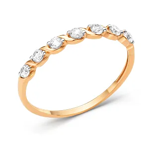 Кольцо из красного золота с фианитами