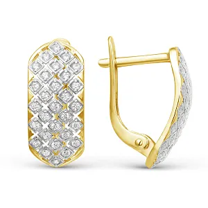 Серьги из желтого золота с фианитами