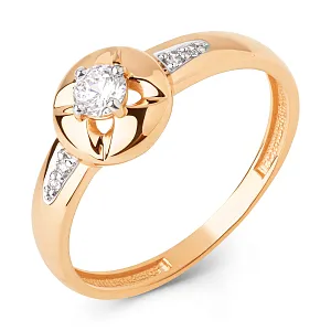 Кольцо из красного золота с фианитами