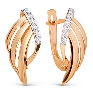 Серьги из красного золота с фианитами