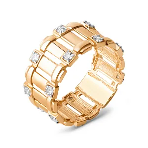 Кольцо из красного золота с фианитами