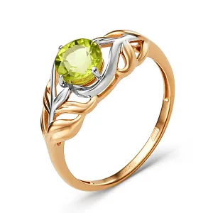 Кольцо из красного золота с хризолитом