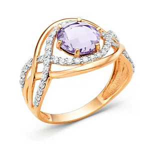 Кольцо из красного золота с аметистом