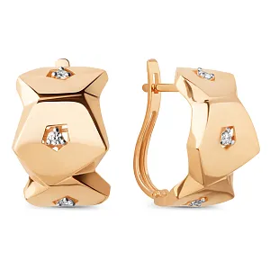 Серьги из красного золота с фианитами