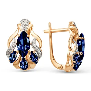 Серьги из красного золота с корундами