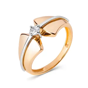 Кольцо из красного золота с фианитом