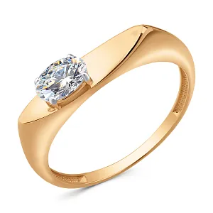 Кольцо из красного золота с фианитом