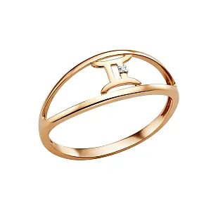 Кольцо из красного золота с фианитом