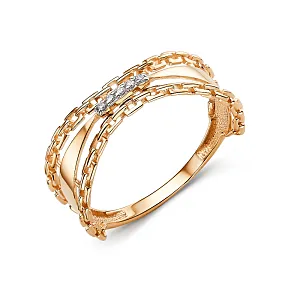 Кольцо из красного золота с фианитами