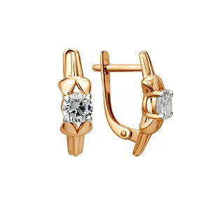 Серьги из красного золота с фианитами