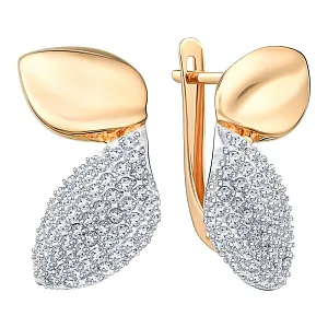 Серьги из красного золота с фианитами