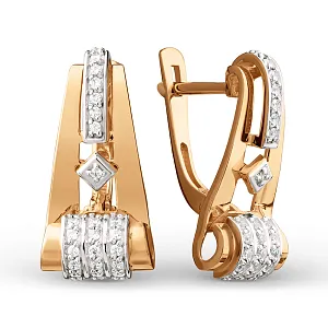 Серьги из красного золота с фианитами